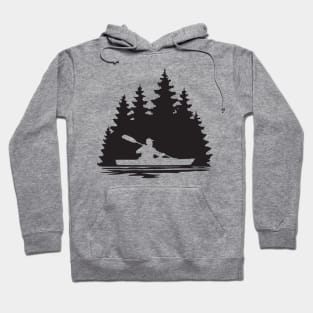 Silhouette of a kayaker paddling Hoodie